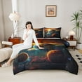 thumbnail image 4 of Homewish Psychedelic Galaxy Planet Bedding Comforter Set 2pcs for Kids Teens,Outer Space Twin Comforter Sets Microfiber,Universe Cosmos Breathable Bedding Set,Super Cozy Room Decor,Reversible, 4 of 8