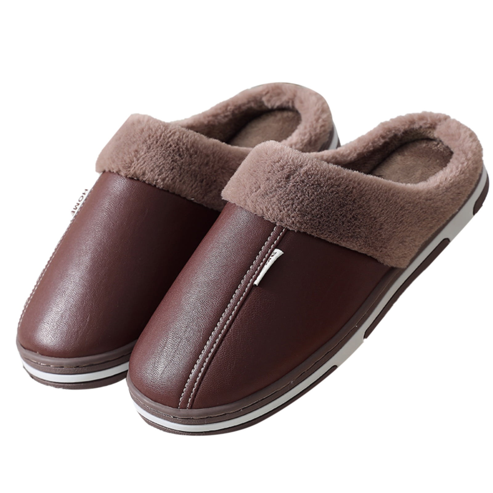 Brown Flossy Style Memory Foam Slippers UK10 Soft & Comfortable With Rubber Sole
