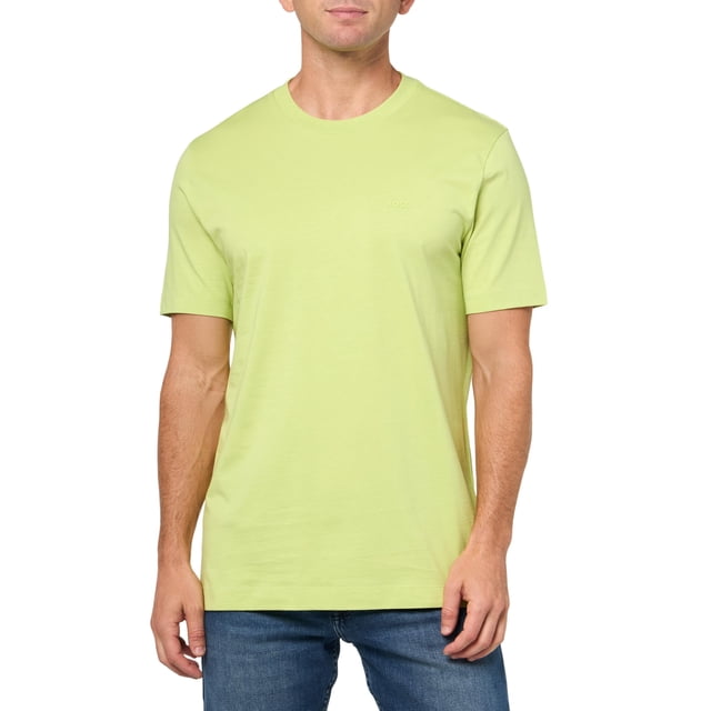 Camiseta BOSS Small Logo de algodón con cuello redondo, color verde brotado, XXL