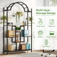 thumbnail image 5 of Tribesigns 5-Tier Tall Indoor Plant Stand, 74.8 inches Arched Metal Plant Shelf with Hanging Hooks, 5 of 7