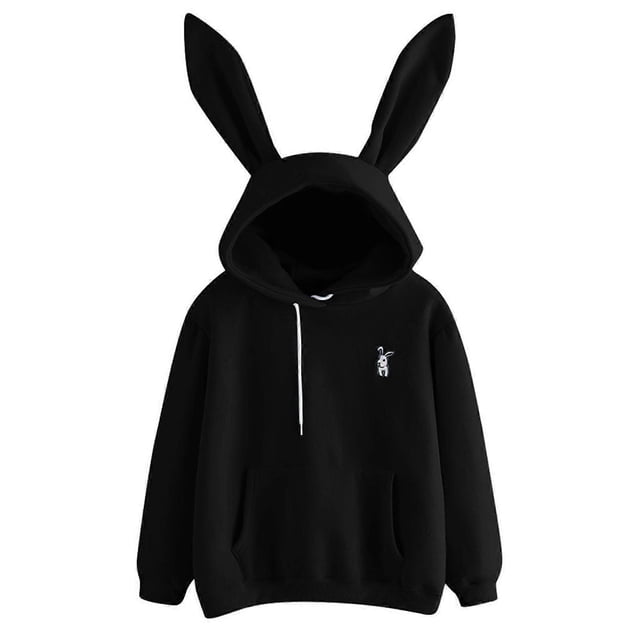 Women Long Sleeve Rabbit Hoodie Sweatshirt Bunny Ear Pullover Tops for Autumn Winter