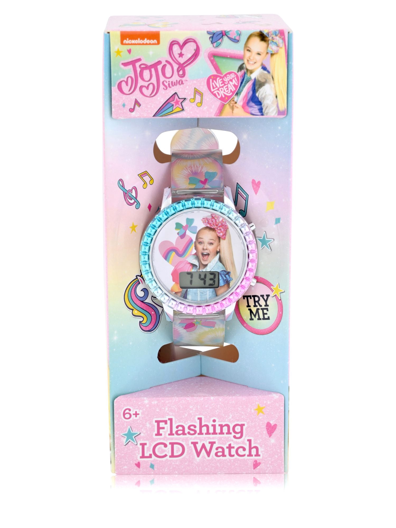 JoJo Flashing Lights LCD Watch with Printed Strap