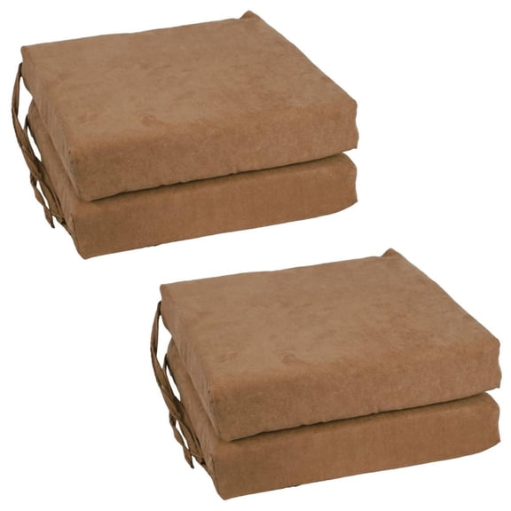 Blazing Needles Set of 4 Indoor Microsuede Chair Cushions, Saddle Brown