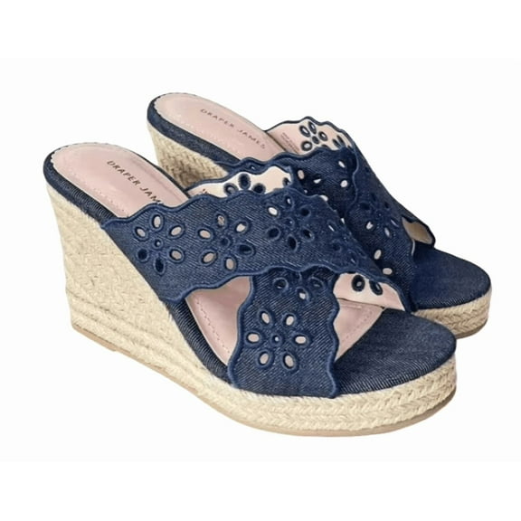 Draper James Emily Women's Wedge Shoes, Navy, 6