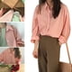 thumbnail image 3 of Blusa de manga larga con cuello vuelto, camisa fina a rayas, camisa informal para mujer para todas las estaciones, naranja M, 3 of 8