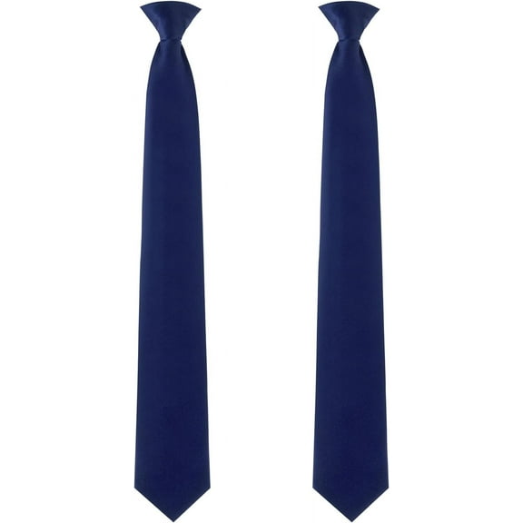 2 Pieces Men's Clip on Ties 20 Inches Solid Color Clip on Ties Pre Tied Neckties for Office School Uniforms