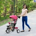 thumbnail image 3 of 6-In-1 Kids Baby Stroller Tricycle Detachable Learning Toy Bike w/ Canopy Pink, 3 of 9