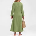 thumbnail image 7 of zaveiop Women's Long Sleeve V-Neck Loose Plain Maxi Dresses Casual Long Dresses with Pockets (Light Green, L), 7 of 7
