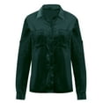 thumbnail image 4 of VEKDONE 2025 Clearance Long Sleeve Jackets for Women Solid Color Button Velvet Coat Casual Lapel Slim Outwear with Pockets Cute Velour Jacket Green M, 4 of 6