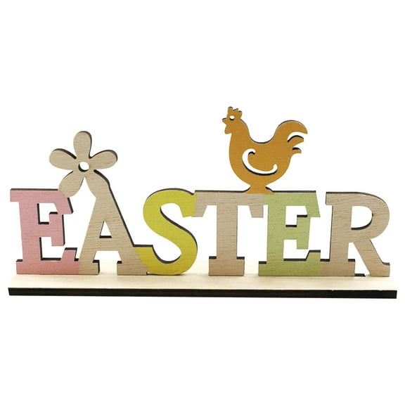 Clearance EGNMCR Easter Bunny Decorations Spring Home Decor Easter Wooden Tabletop Chick Flowers Table Decoration Ornaments