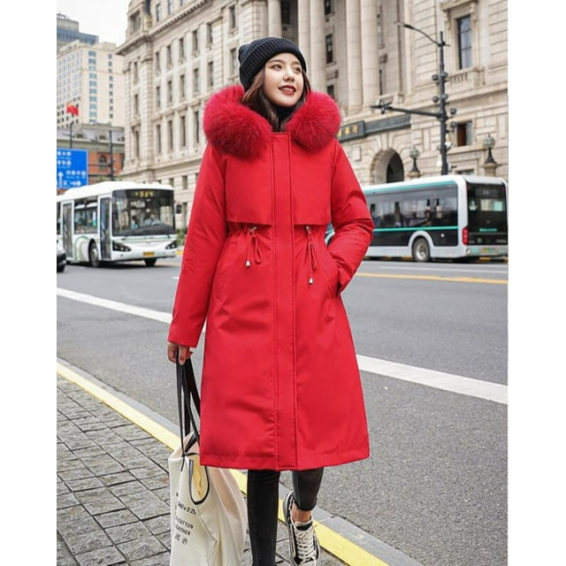 Winter Jacket Down Jacket Mid-Length Coat Quilted, Ladies Winter Coat Sewn Coat Winter Jacket Long Sewing Warm, L