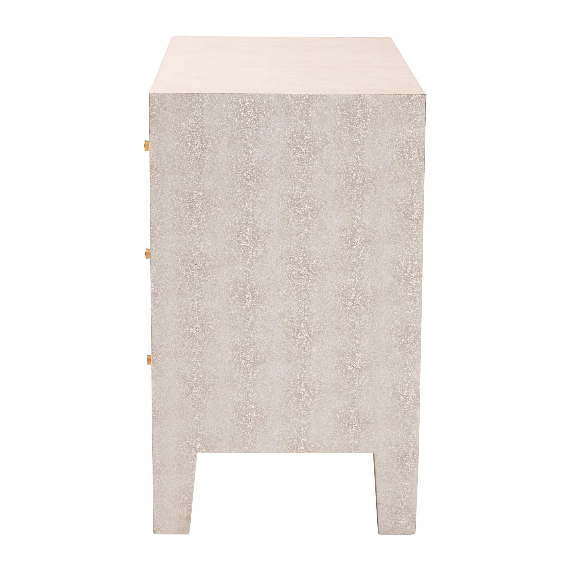 Baxton Studio Leyna Modern Storage Cabinet, 3-Drawer, Brass