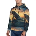 thumbnail image 3 of Wukai Sunset Ocean Whale Print Men Hoodies Fleece Sweatshirts Long Sleeve Sweaters Pullover Fall Outfits Winter Clothes-4X-Large, 3 of 7