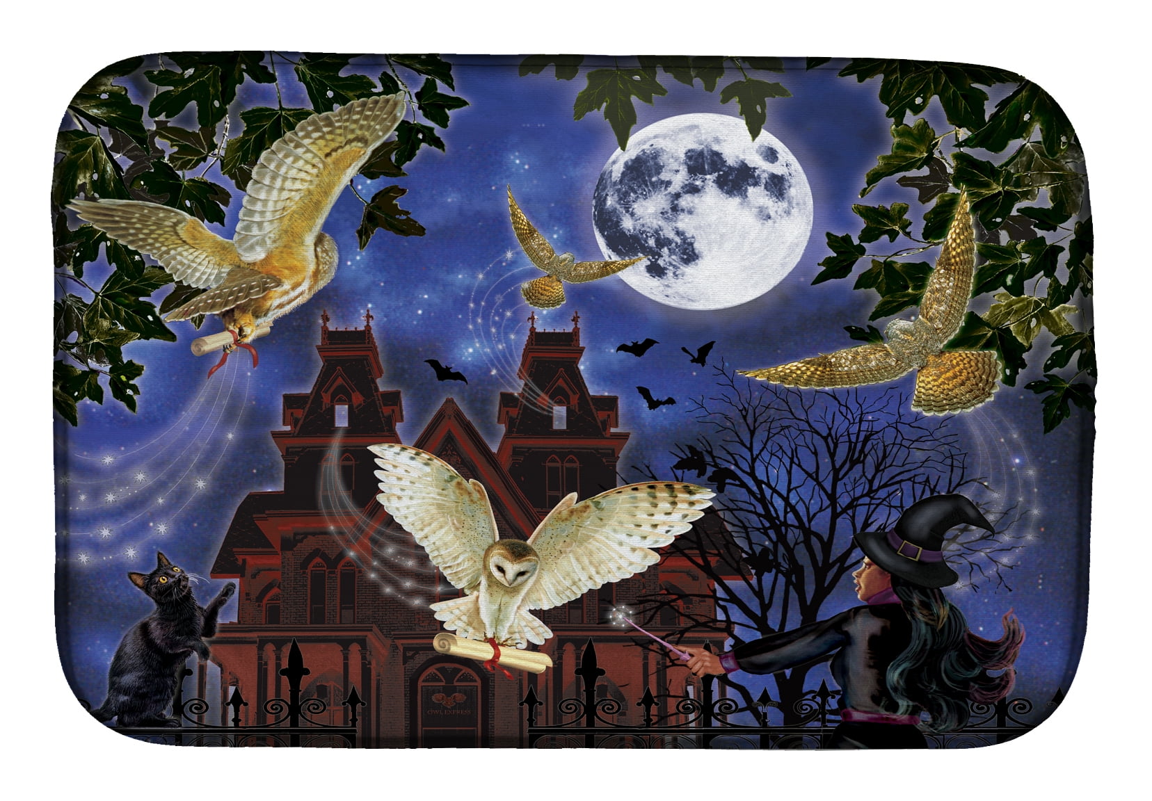 Halloween Owl Express Dish Drying Mat