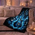 thumbnail image 6 of Blue Electric Guitar with Lightning Sparks, Energetic Graphic Style for Guitar Lovers, Rock Power Burst and Father's Day Gift, Cozy Flannel Blanket for Music Room and Bedroom, Home Decor, 6 of 9