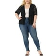 thumbnail image 2 of Agnes Orinda Plus Size Cardigan for Women Lightweight Half Sleeve Open Front Lace Sweaters 2X Black, 2 of 6