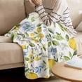 thumbnail image 4 of Throw Blanket for Couch Yellow Lemon Soft Fleece Flannel Blankets Cozy Lightweight Blanket for Home Sofa Living Room Flowers Blue White Bed Throws 40" x 50", 4 of 9