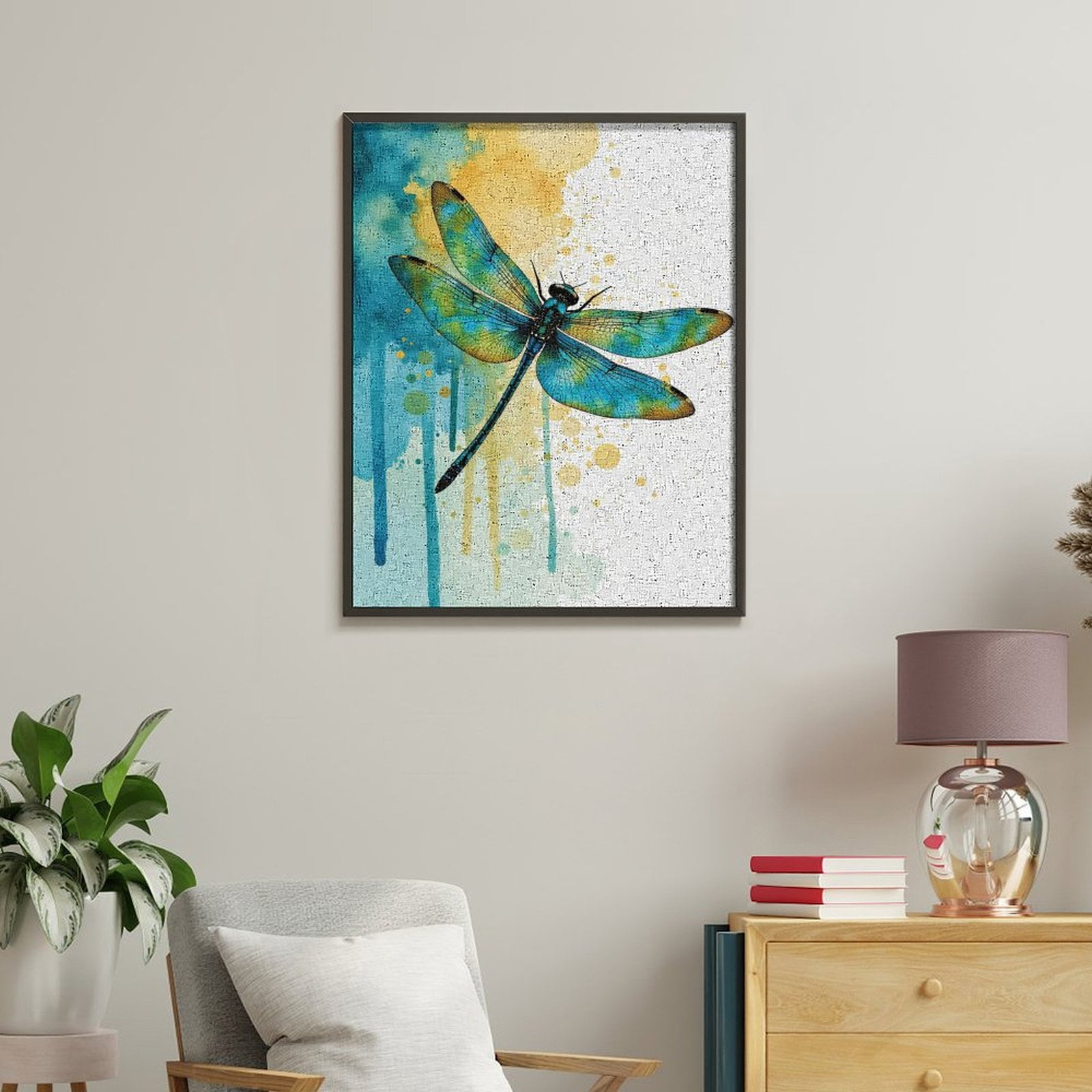 Paint by Numbers Kit for Adults, Colorful Dragonfly Art Splash Paint by Numbers, Easy Paint by Numbers Kit for Adults Beginner, DIY Adult Paint by Number Kits on Canvas, Home Decor