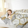 thumbnail image 4 of Manfei Aesthetic Geometric Hockeycomb Full Size Comforter Sets,Abstract Marble Texture Bedding Comforter Set,Gold Gray White Bedding Sets For Children,Lightweight Room Decor,3 Pieces, 4 of 8