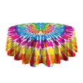 thumbnail image 5 of Colorful Rainbow Tie Dye Spiral Pattern Round Tablecloth 60"x60",Wrinkle Wipeable Table Cloth for Kitchen Dining Room Picnic Patio Party, 5 of 6