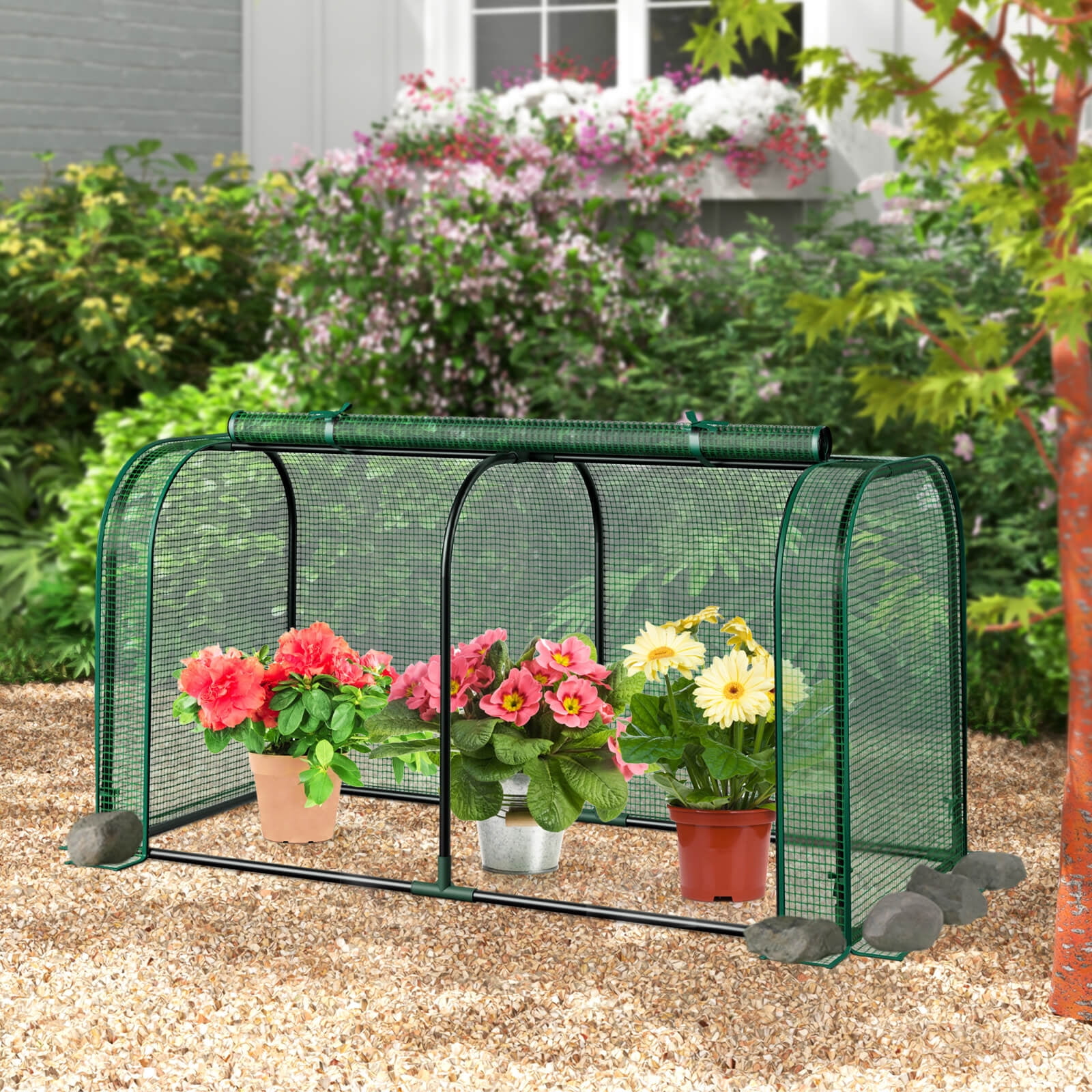 Costway Portable Mini Greenhouse 47" x 22" x 24" Outdoor Indoor Tunnel Greenhouse Green