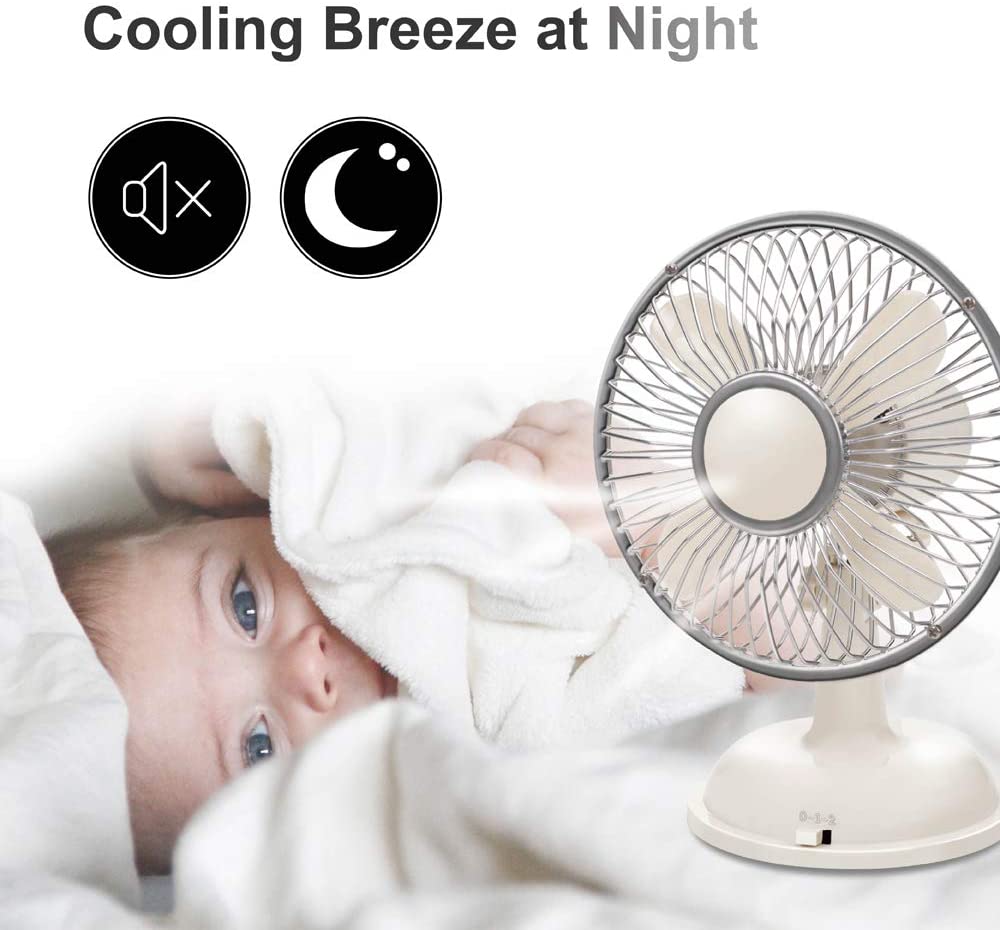 E-books K18 5-Inch Extra Quiet USB//Battery Personal Desktop Fan 2 Speed Blue