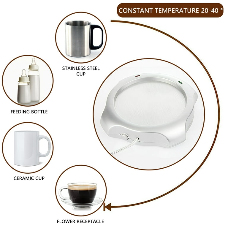 Evjurcn Electric Coffee Mug Warmer USB Rechargeable Coffee Cup Heater Portable Heating Coaster Waterproof Tea Coffee Milk Warmer Pad for Office and