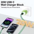 thumbnail image 5 of Compatible for iPhone Charger Block, 20W Type C Charger Adapter, USB C Charger Block+6FT USB C Charging Cable, Dual Port USB C Wall Charger Plug USB C Brick Power Base Compatible for iPhone, Green, 5 of 7