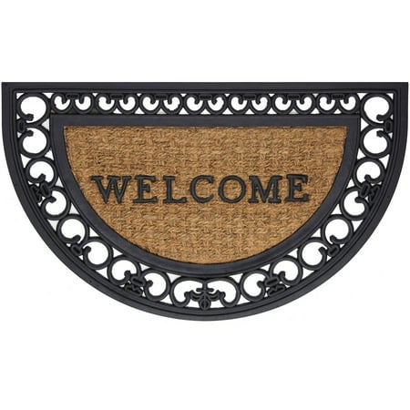 - Achim Wrought Iron Rubber Doormat Fleur De Lis Slice, 18