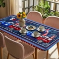 thumbnail image 3 of Red Blue 4th of July Table Cloths for 5 Foot Rectangle Tables, Independence Day Stars Gnomes Patio Waterproof Elastic Fitted Tablecloths, Washable Rectangular Table Cover for Camping, 3 of 8