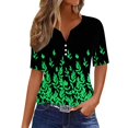 thumbnail image 2 of Fiudx Liquidación de Ofertas Flash Blusa de Manga Corta Estampada a La Moda para Mujer, Blusas Informales con Cuello En V, 2 of 5
