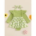 thumbnail image 4 of Suealasg Baby Girls Outfits Newborn Girls Spring Fall 2Pcs Clothes 3 6 9 12 18 Months Infant Girls Long Sleeve Daisy Print Romper Dress + Headband Set, 4 of 7