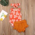 thumbnail image 1 of ITFABS Infants Round Neck Jumpsuit + Soft Touch Short Trousers Bow Hairband Set, 1 of 9
