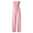 thumbnail image 5 of Yigetop Strapless Romper, Womens Rompers for Summer off Shoulder Wide Leg Jumpsuits Women Summer Casual Loose Sleeveless Beach Outfits Jumpsuits for Women Casual Pink 2XL, 5 of 6