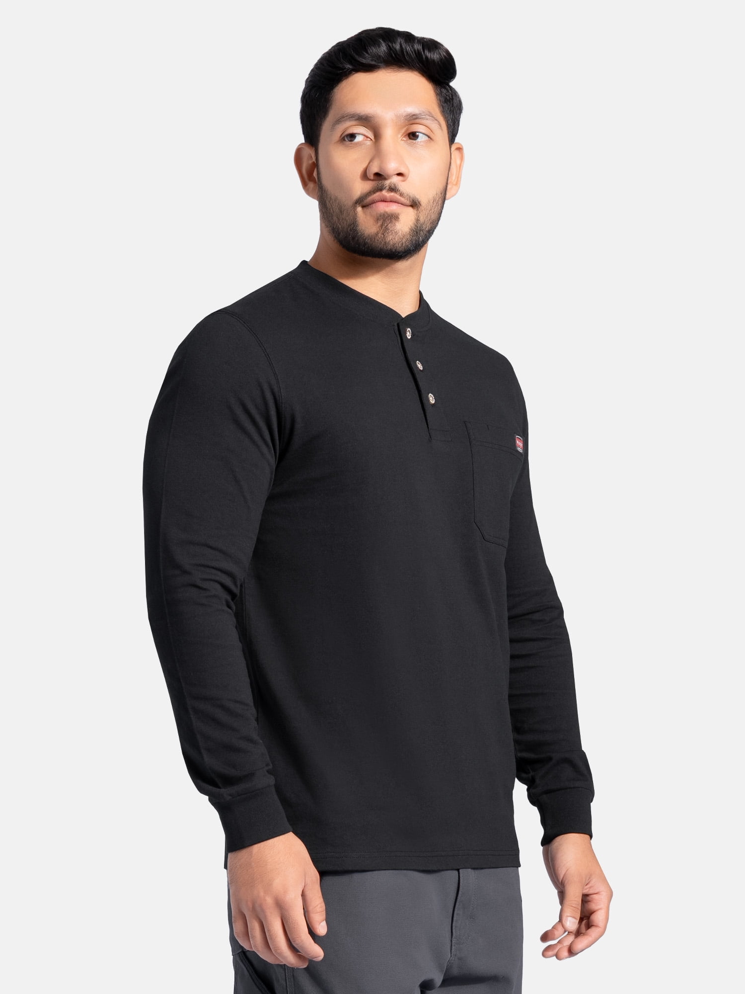 Wrangler Workwear Men's Heavyweight Long Sleeve Henley Pen Pocket Shirt, Size S-3XL