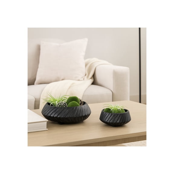 Decorative Tapered Bowl for Coffee Table - Contemporary Kitchen Counter Decor, Key, or Candy Bowl - Stylish Centerpiece Table Decorations or Entry Table for Home Decor Accent - Set of 2, 6", Black