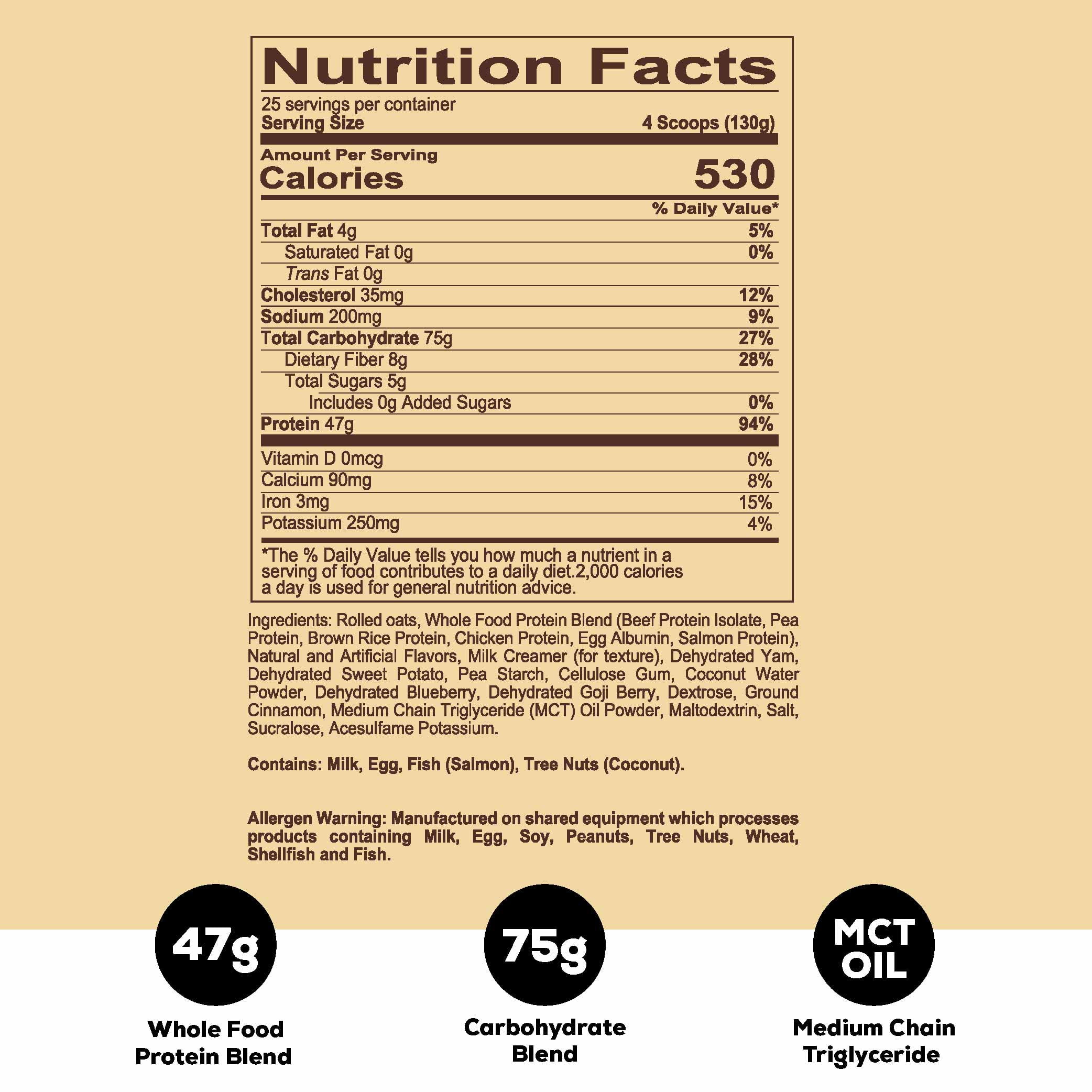 Redcon1, MRE 7lb, Real Whole Food Meal Replacement, Oatmeal Chocolate Chip, Powder, 25 Servings