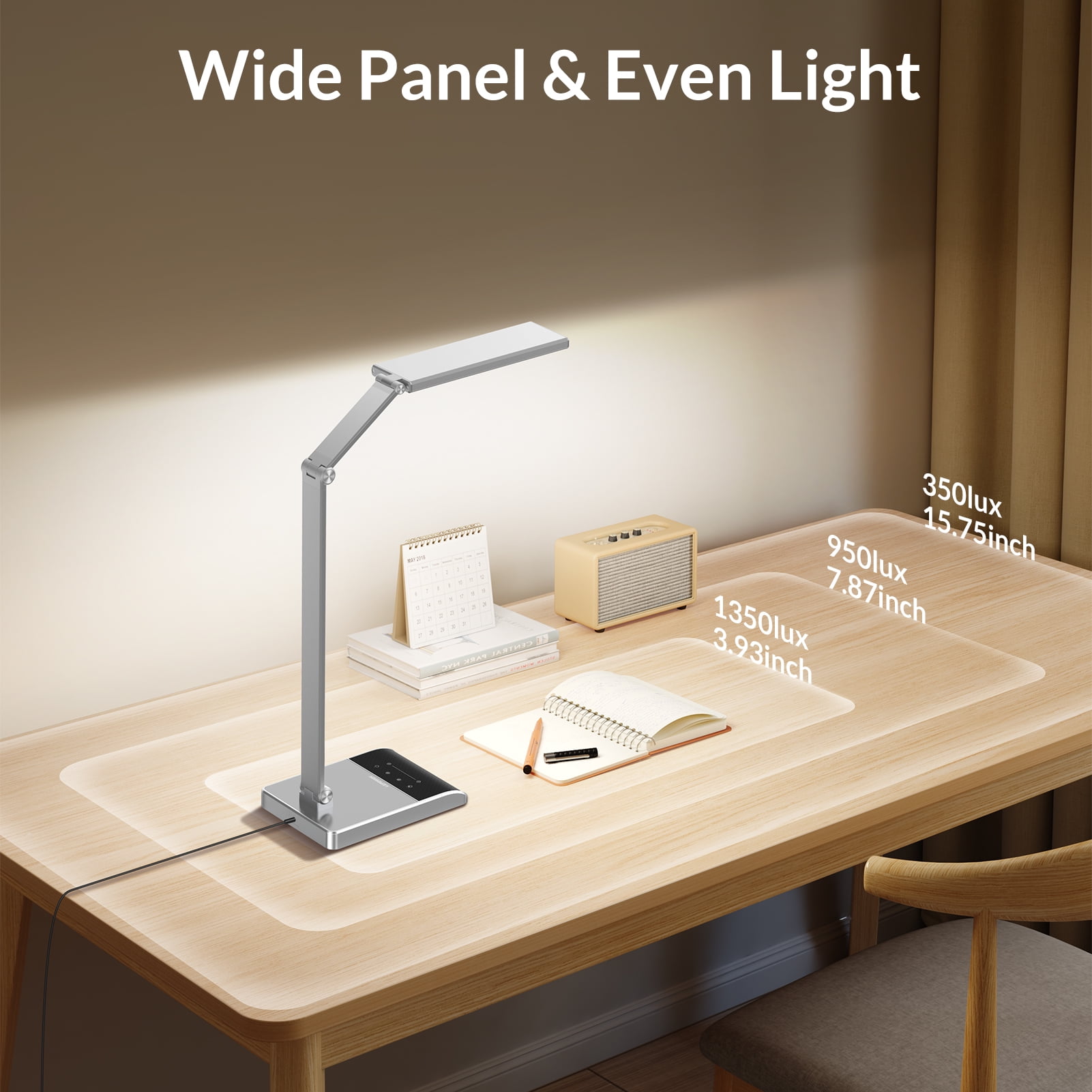 LEPOWER LED Desk Lamp, 800LM for Home Office, 12W Reading , Eye-Caring Desk  Light, Touch Table Lamp, Gooseneck Lamp, 50 Lighting Modes, Bright Desk