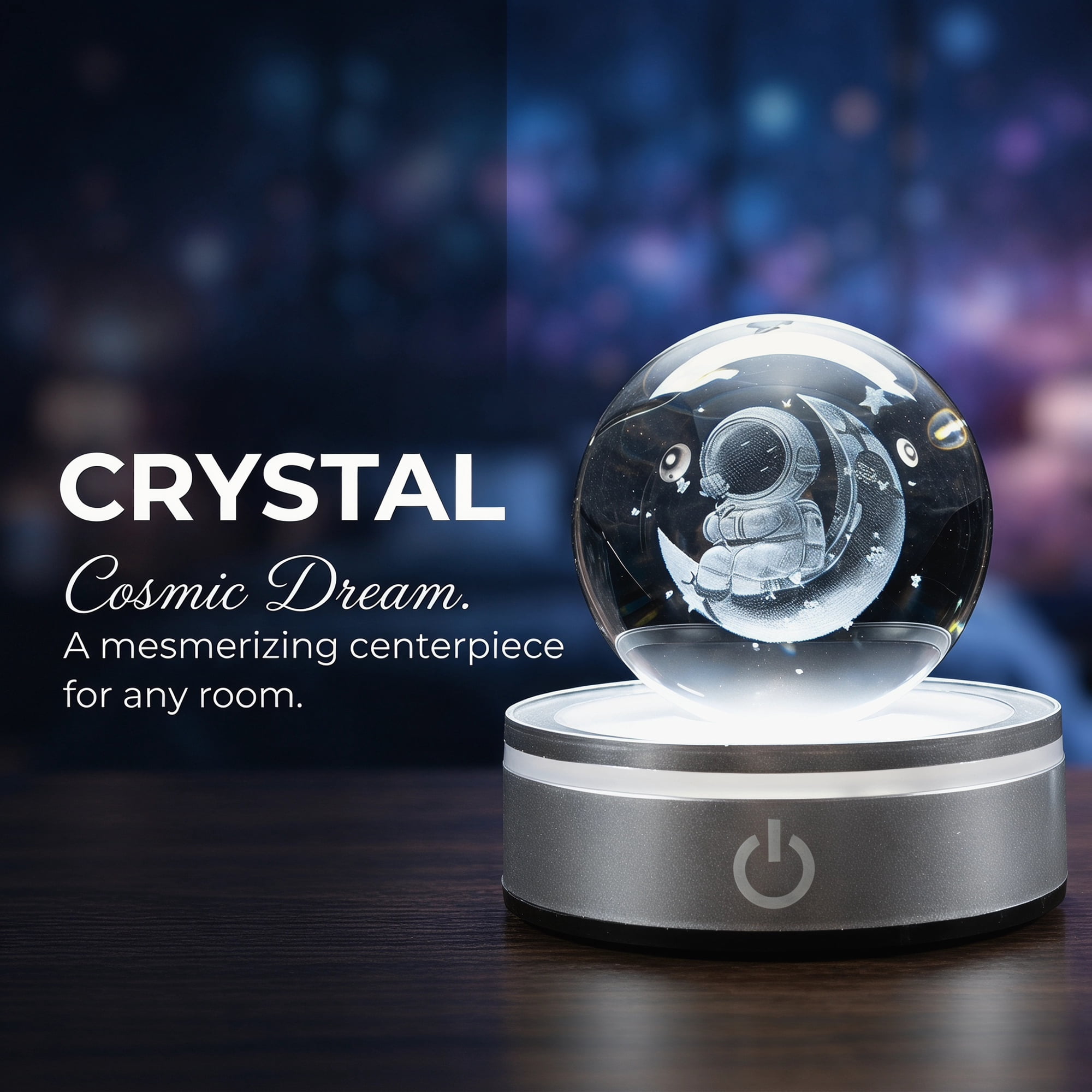 Unique Bargains Crystal Ball Figurine 3D Glass Ornament Blue B 2.4" x 2.4" x 3.3"