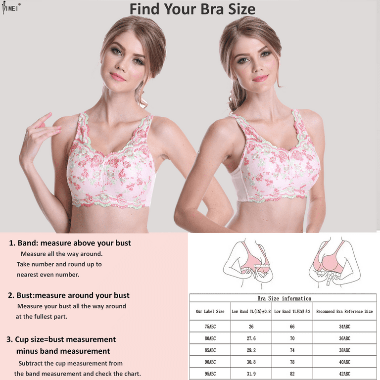 BIMEI Women's Post Surgery Mastectomy Bra with Pockets Surgical Lace  Contour with a Full Profile Wire Free Fashion Everyday Bra Plus Size