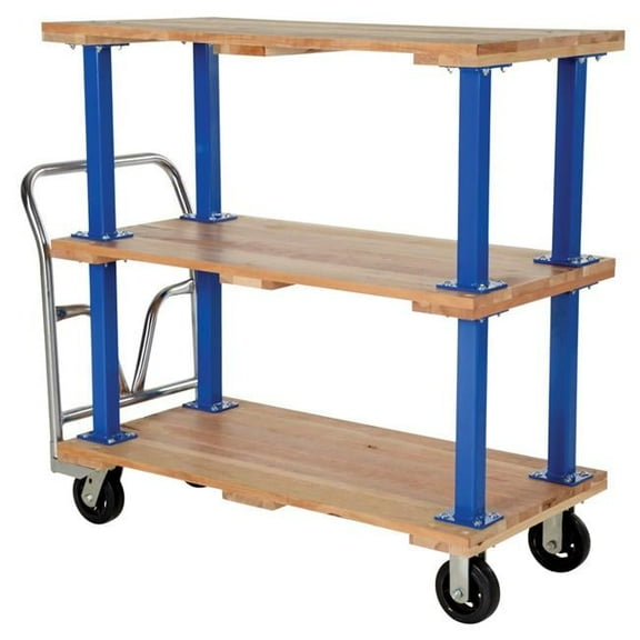 Vestil Manufacturing VHPT-TD-2448 24 x 48 in. Triple Deck Hardwood Platform Cart
