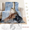 thumbnail image 5 of Beach Lighthouse Blanket Soft Cozy Warm Twin Blanket for Bed, Plush Fuzzy Flannel Fleece Blankets for Sofa, Coastal Ocean Sky Birds Oil Painting Throw Blankets for Couch, Gifts for Men, 60"x80", 5 of 9