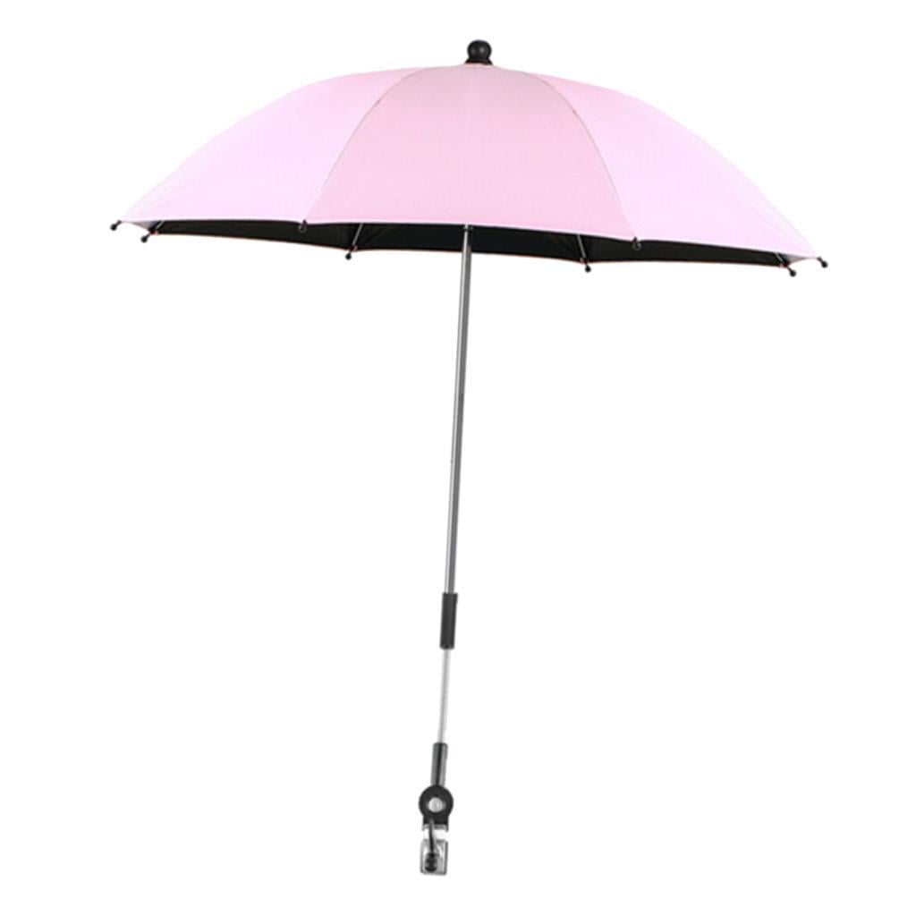 LeeQinersw Universal Stroller Umbrella with UV , Baby Stroller Parasol 85cm/33.5in with Umbrella Clip, 36 Degree Adjustable for Beach Chairs , Pink