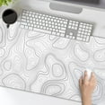 thumbnail image 5 of Topographic Contour White Gaming Mouse Pad XXL Geographic Map Lines Extended Big Large Desk Mat Non-Slip Rubber Base Stitched Edge Long Keyboard Mousepad for PC Computer Laptop,35.4×15.7 in, 5 of 6