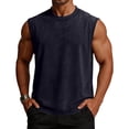 thumbnail image 6 of LTTVQM Men's Sleeveless Workout Shirts Tank Tops Muscle Cut Off Shirt Cotton Acid Washed Summer Beach Casual Distressed Vintage Tee Black L, 6 of 10