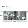 thumbnail image 4 of Teal Farmhouse Daisy Curtain Valance for Window Treatments Wooden Flower Rod Pocket Kitchen Treatment Rustic Floral Butterfly Country Drapes for Bathroom Bedroom Living Room (52x18 Inch), 4 of 5