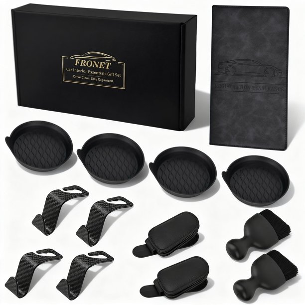 Set De Regalo De Accesorios Para El Automóvil Para Nuevos Conductores Kit De Elementos Esenciales Para El Automóvil De Uso Diario De 13 Piezas Con Soporte Para Seguro De Registro Portavasos Posavasos