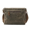 thumbnail image 6 of ISMART Waterproof Waxed Canvas, Genuine Leather Crossbody Bag, Messenger Shoulder Bag for Work/Travel, 6 of 7