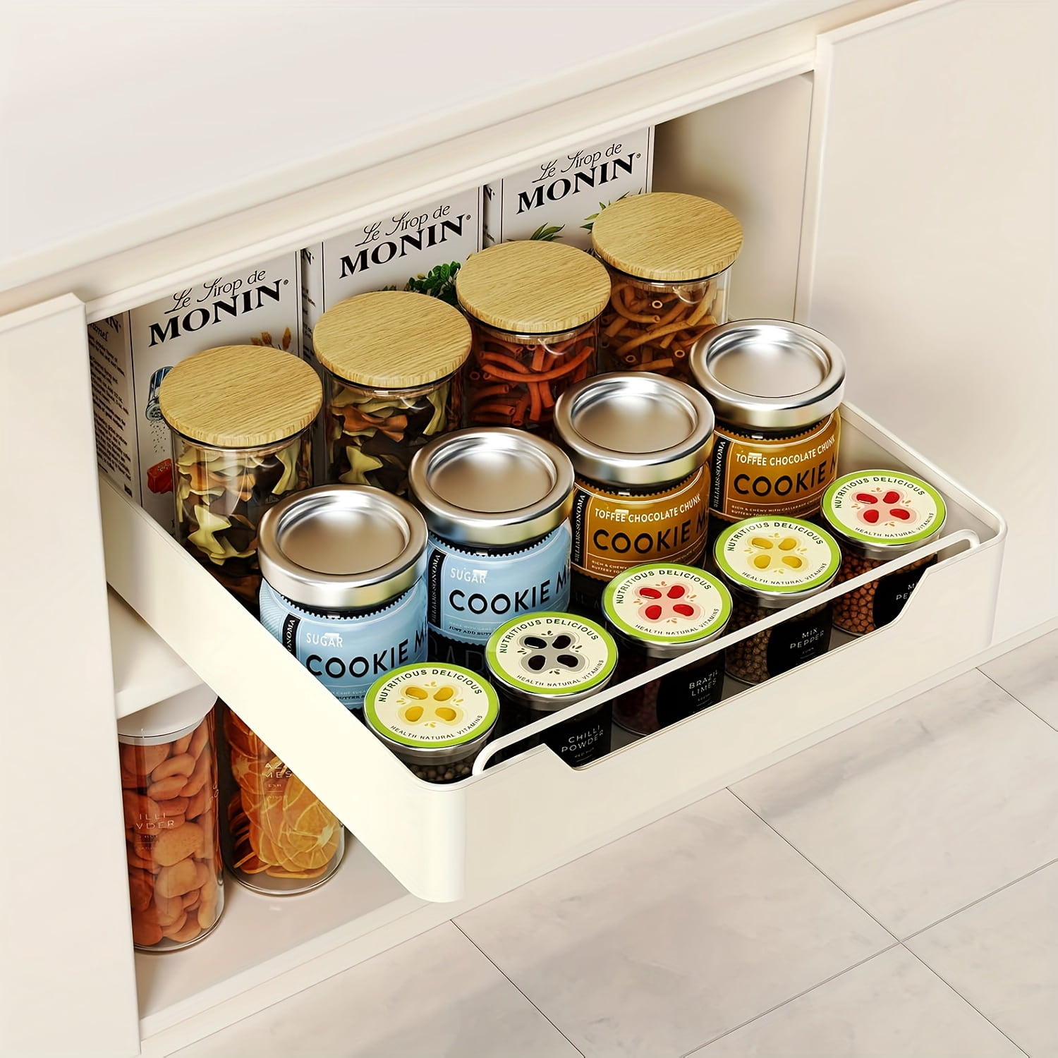Pull-Out Cabinet Organizer Space-Saving Slide-Out Under Sink Organizer - Sturdy Metal Storage Rack for Kitchen & Bathroom Essentials, Paint-Finished