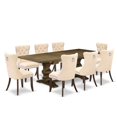 thumbnail image 7 of HomeStock 9 Piece Kitchen Set Includes A Rectangle Dining Table With Antique Ambiance Leaf And 8 Upholstered Chairs, Jacobean, 7 of 7